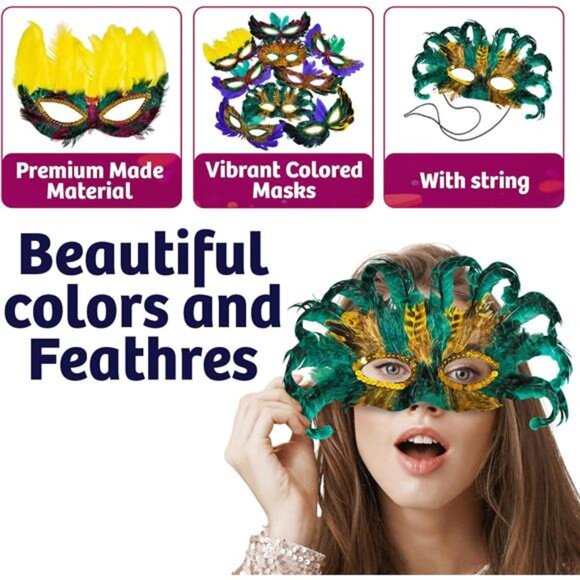 Bulk Mardi Gras Masks - (pack Of 50) Carnival Masquerade Mask For Women And Men - Picture 4 of 8